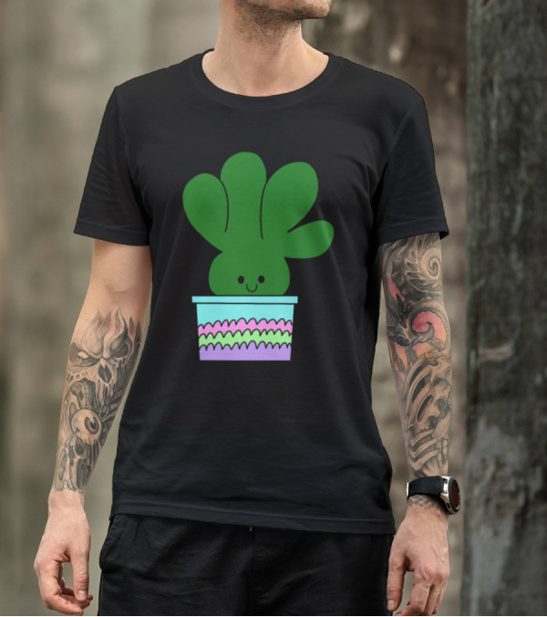 Smiling Succulent In Colorful Pot High 4 T-Shirt