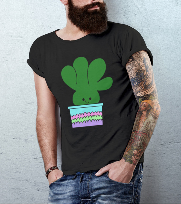 Smiling Succulent In Colorful Pot High 4 T-Shirt