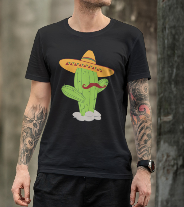 Sombrero Mustache Cactus Day Of The Dead Iconic T-Shirt