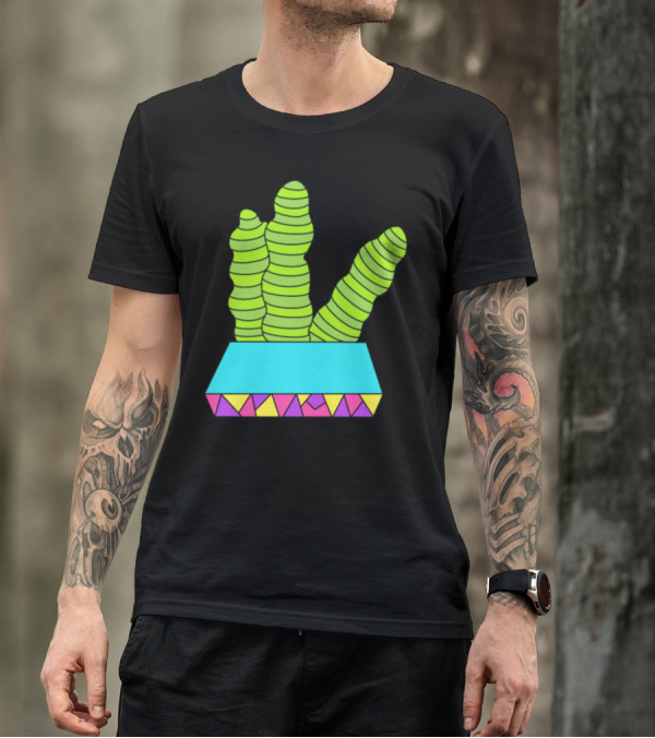 Spaceworm Cactuses Geometric Planter T-Shirt