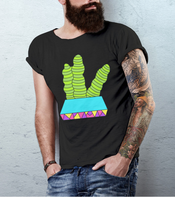 Spaceworm Cactuses Geometric Planter T-Shirt