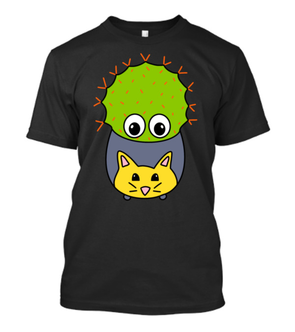 Spiky Cactus In Adorable Cat Planter With Big Eyes T-Shirt