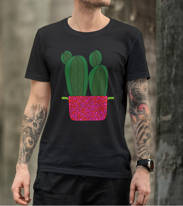 Spiky Cacti In Raspberry Pot T-Shirt
