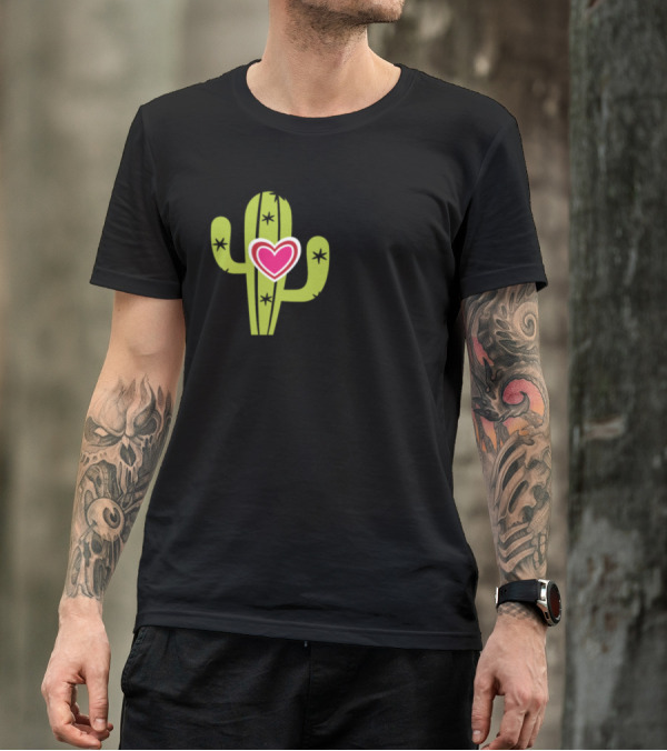 Stuck On You Valentines Cactus Heart T-Shirt