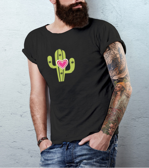 Stuck On You Valentines Cactus Heart T-Shirt