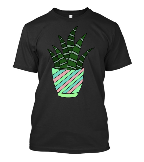 Succulent Dream Pot Striped Green Pink Mint Planter T-Shirt