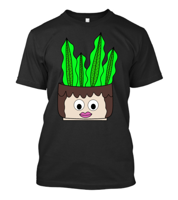 Succulent Face Planter With Green Leaves In Cute Girl Pot T-Shirt