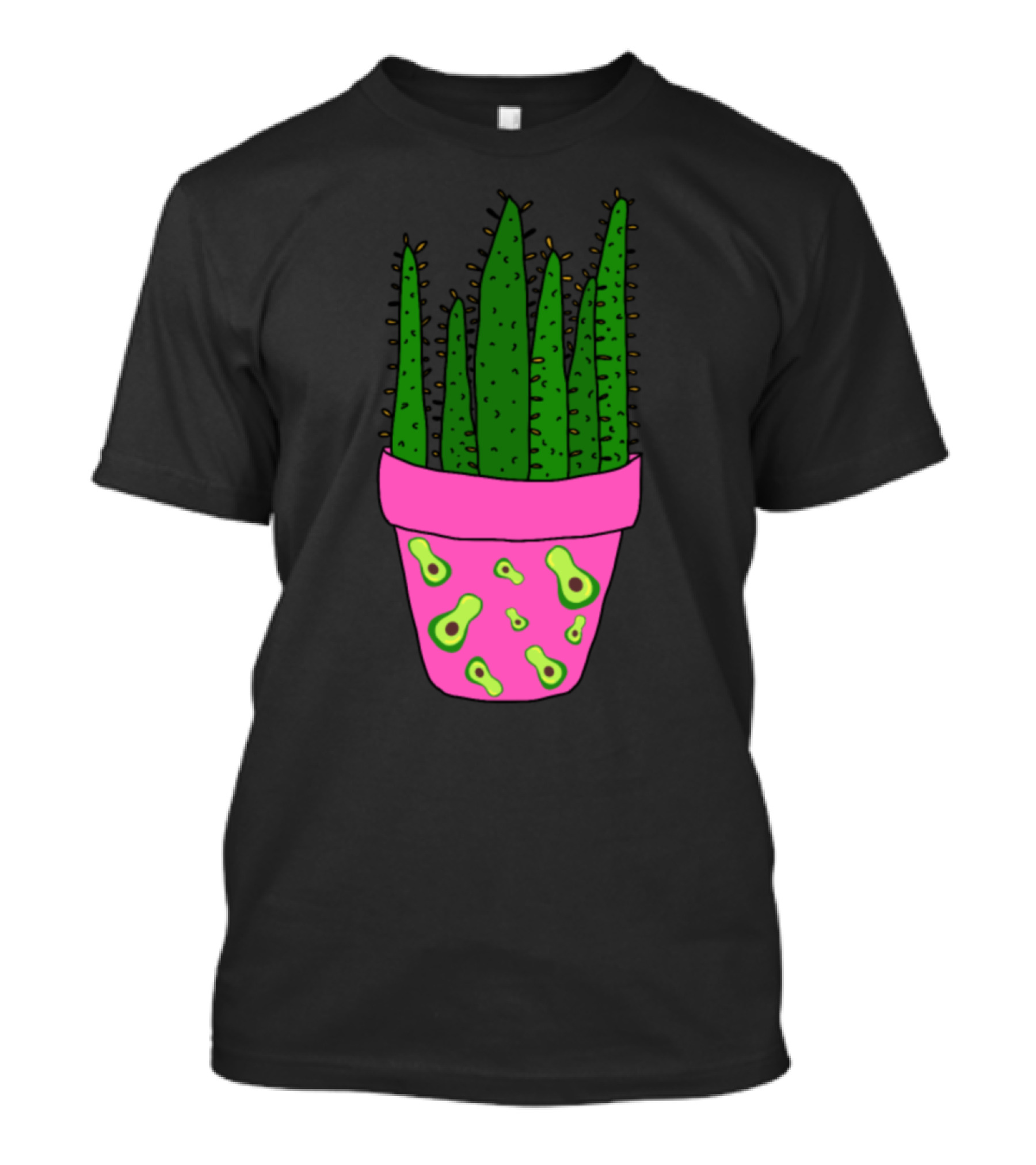 Succulents In Pink Avocado Patterned Pot T-Shirt