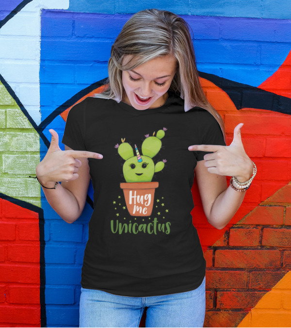 Hug Me Sweet Unicactus Cute Unicorn Cactus Star T-Shirt