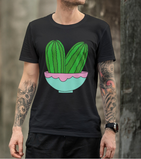 Green Cactus Ice Cream Bowl Decor T-Shirt