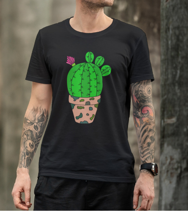 Time To Repot The Camouflage Cactus Green Succulent Plant In Camouflage Patterned Pot T-Shirt