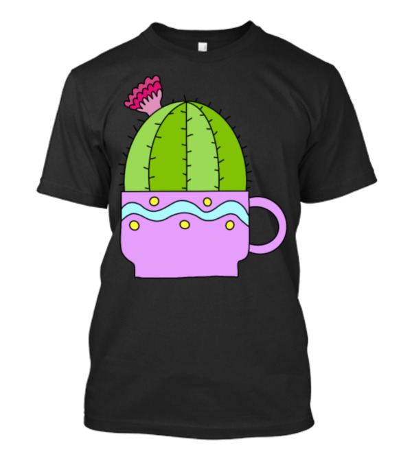 Tiny Teacup Cactus In Pastel Mug With Pink Flower T-Shirt