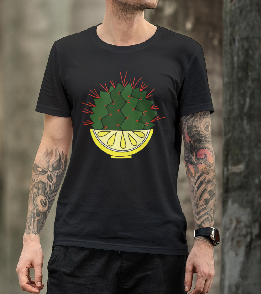 The Lemon Cactus Succulent In Citrus Slice Half T-Shirt