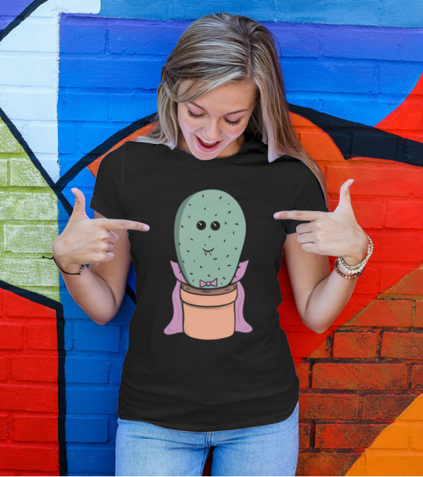 Vampire Cactus With Fangs And Purple Cape T-Shirt