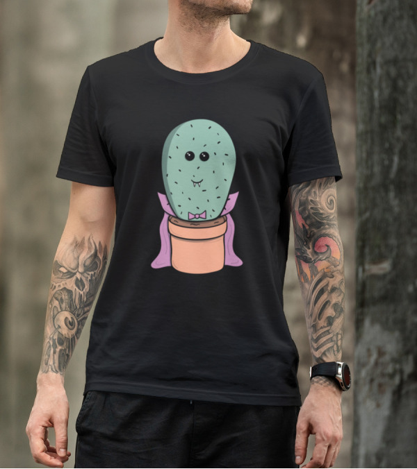 Vampire Cactus With Fangs And Purple Cape T-Shirt