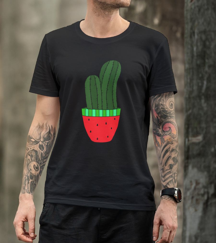 Watermelon Cactus Planter With Cucumber Cacti T-Shirt
