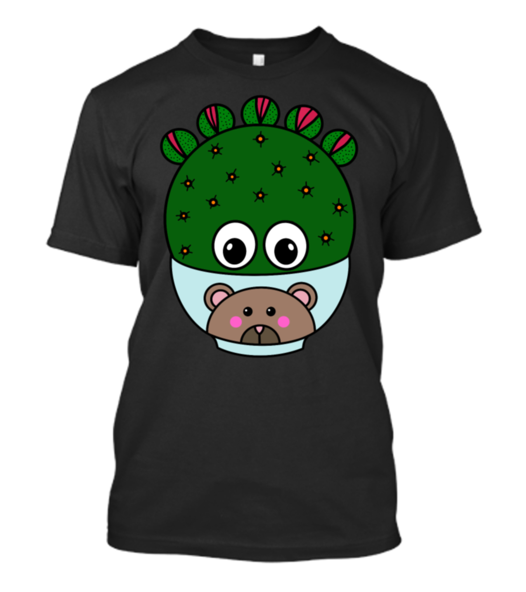 Wheel Cactus In Adorable Bear Container With Big Eyes T-Shirt
