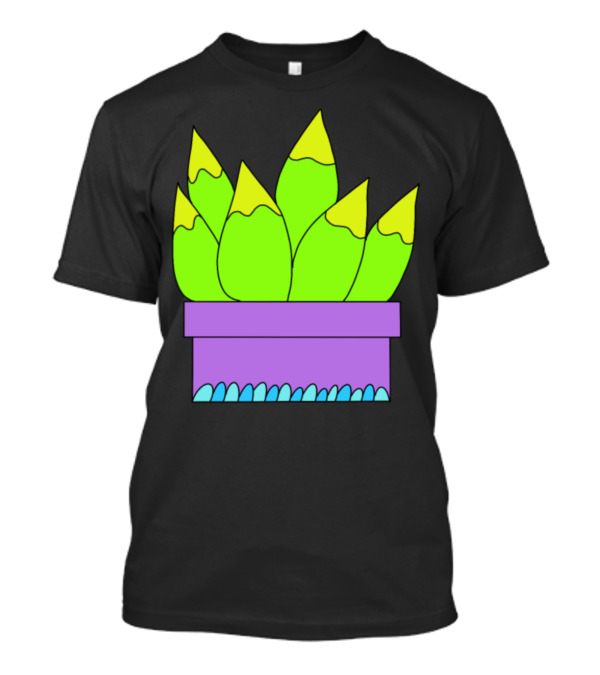 Yellow Green Succulents In Purple Planter T-Shirt