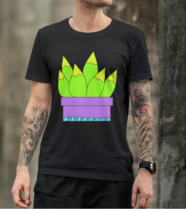 Yellow Green Succulents In Purple Planter T-Shirt