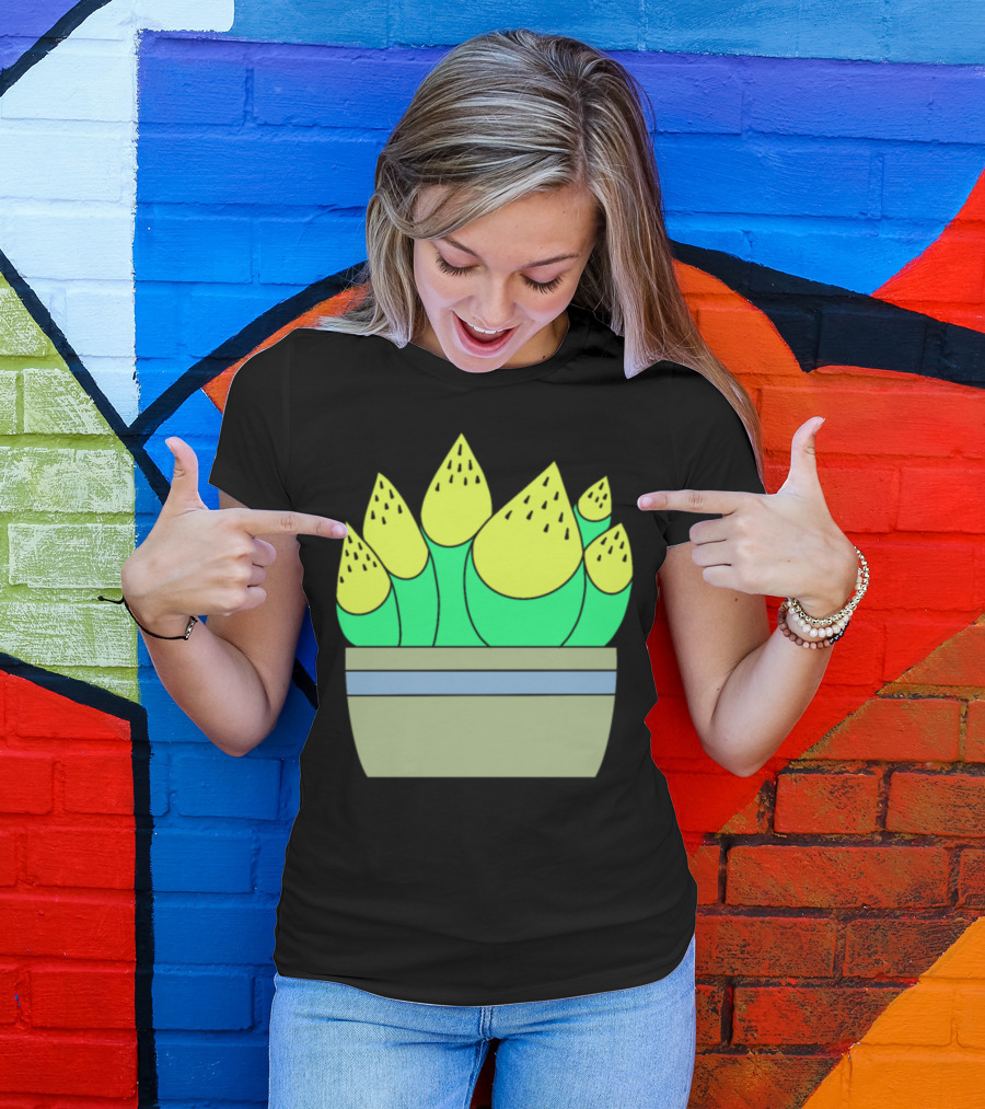 Yellow Top Succulents Light Green Planter T-Shirt