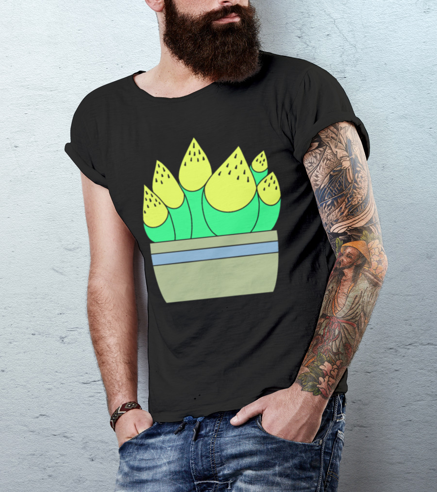 Yellow Top Succulents Light Green Planter T-Shirt
