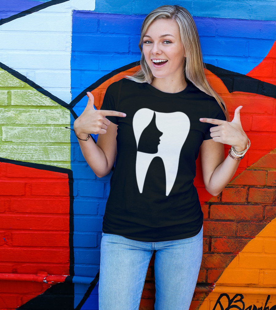 Dentist Dental Assistant Orthodontist Tooth Silhouette With Face T-Shirt