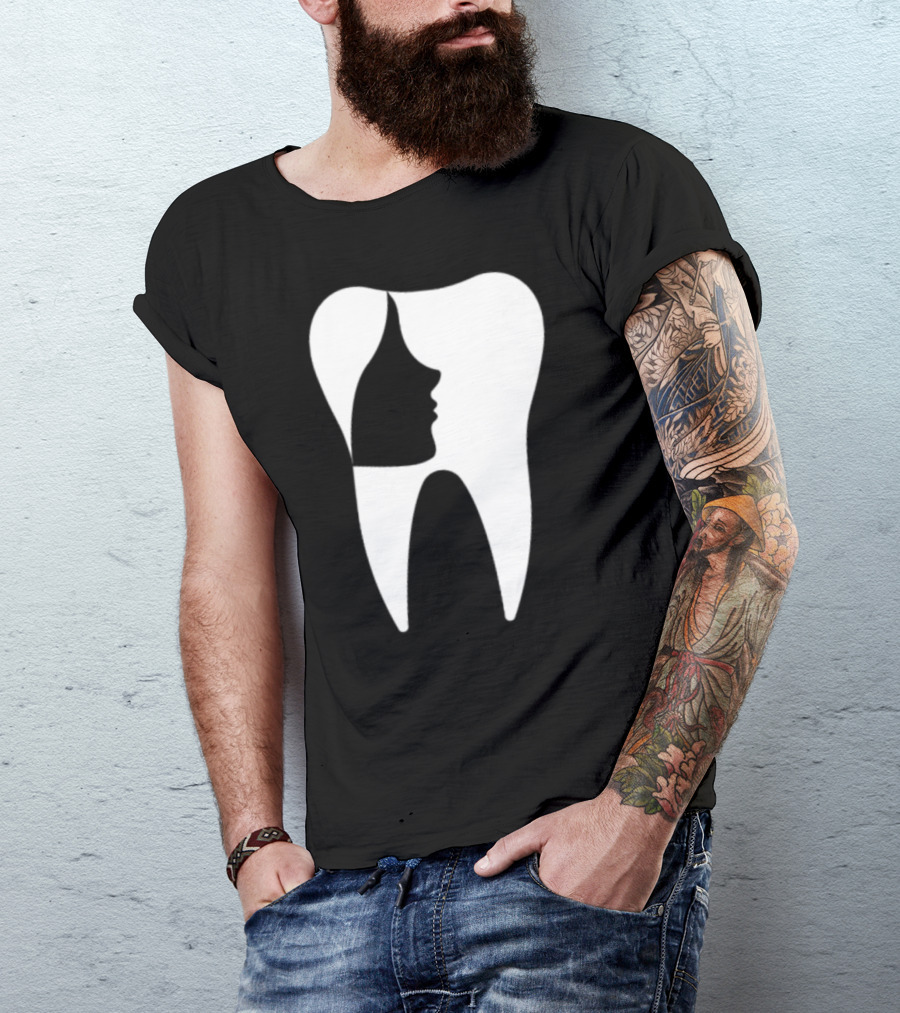 Dentist Dental Assistant Orthodontist Tooth Silhouette With Face T-Shirt