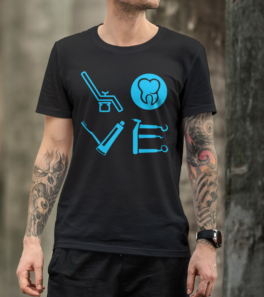 Dentist Dental Assistant Dentistry Love Toothbrush Dental Tools Iconic Symbols T-Shirt