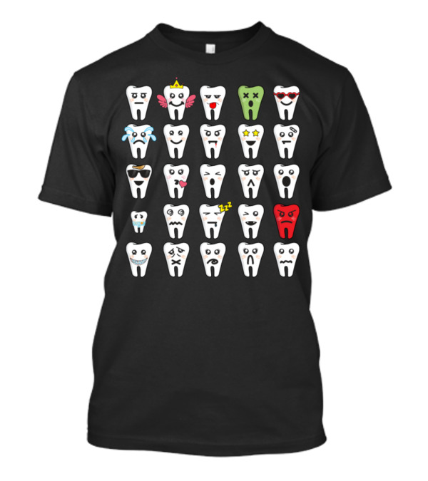 Dentist Emotions Funny Tooth Emoticon Faces Collection T-Shirt