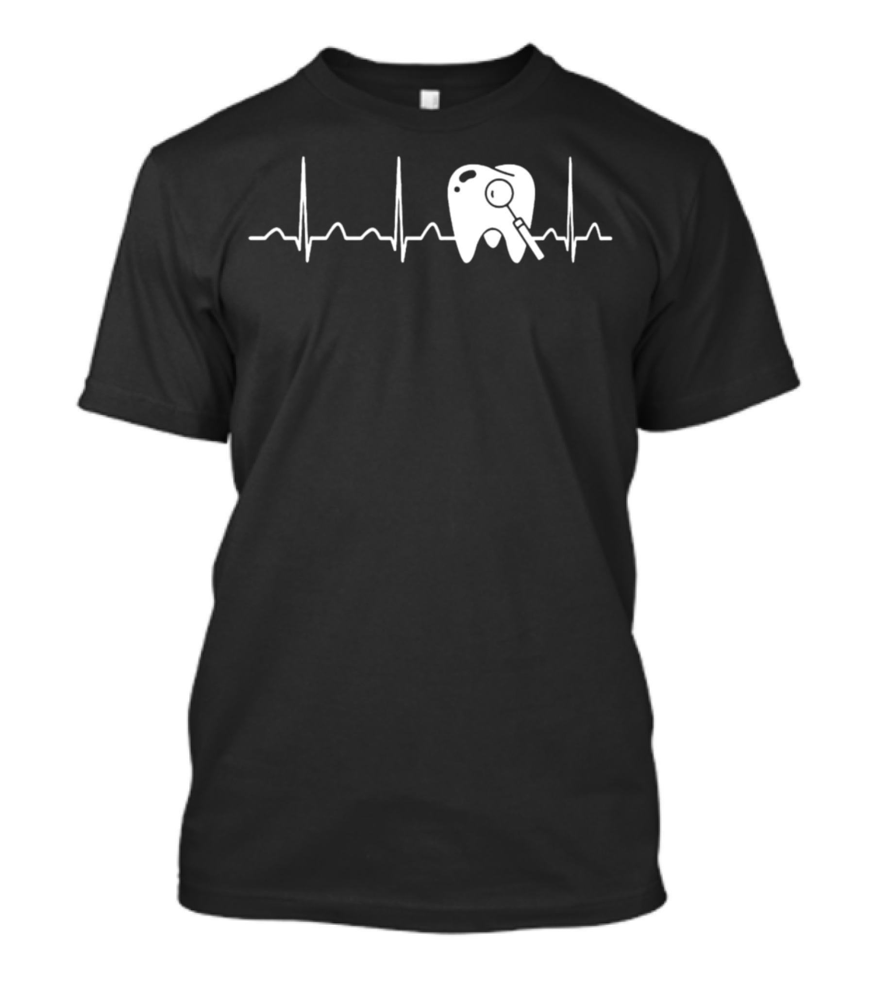 Dentist Heartbeat Tooth And Magnifying Glass EKG T-Shirt