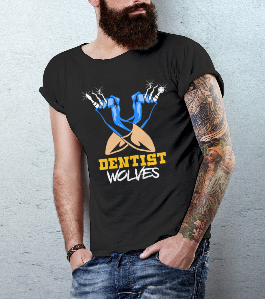 Dentist Wolves Electric Tools And Blue Gloves T-Shirt