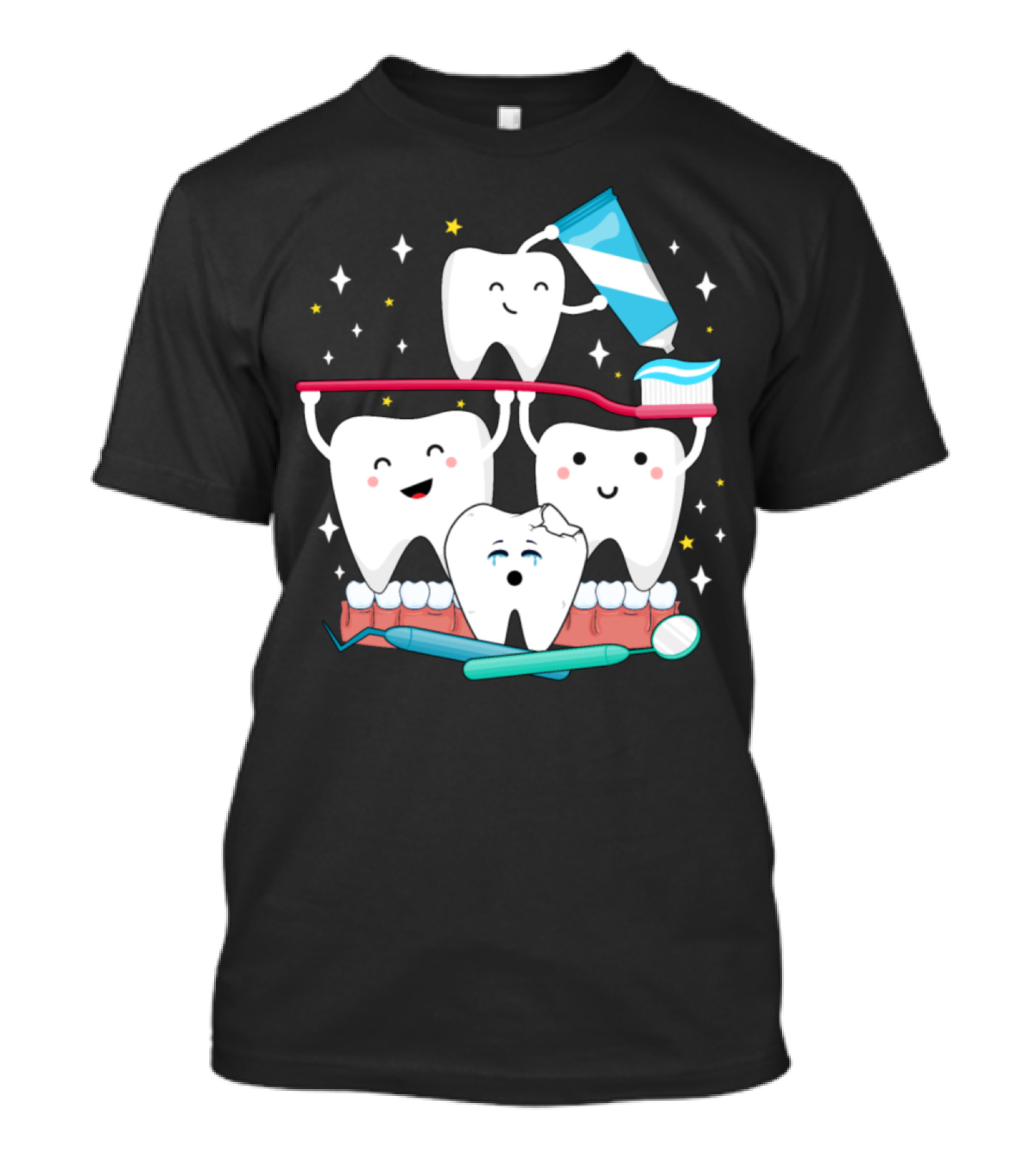 Mens Funny Toothpaste Dentist Happy Teeth T-Shirt
