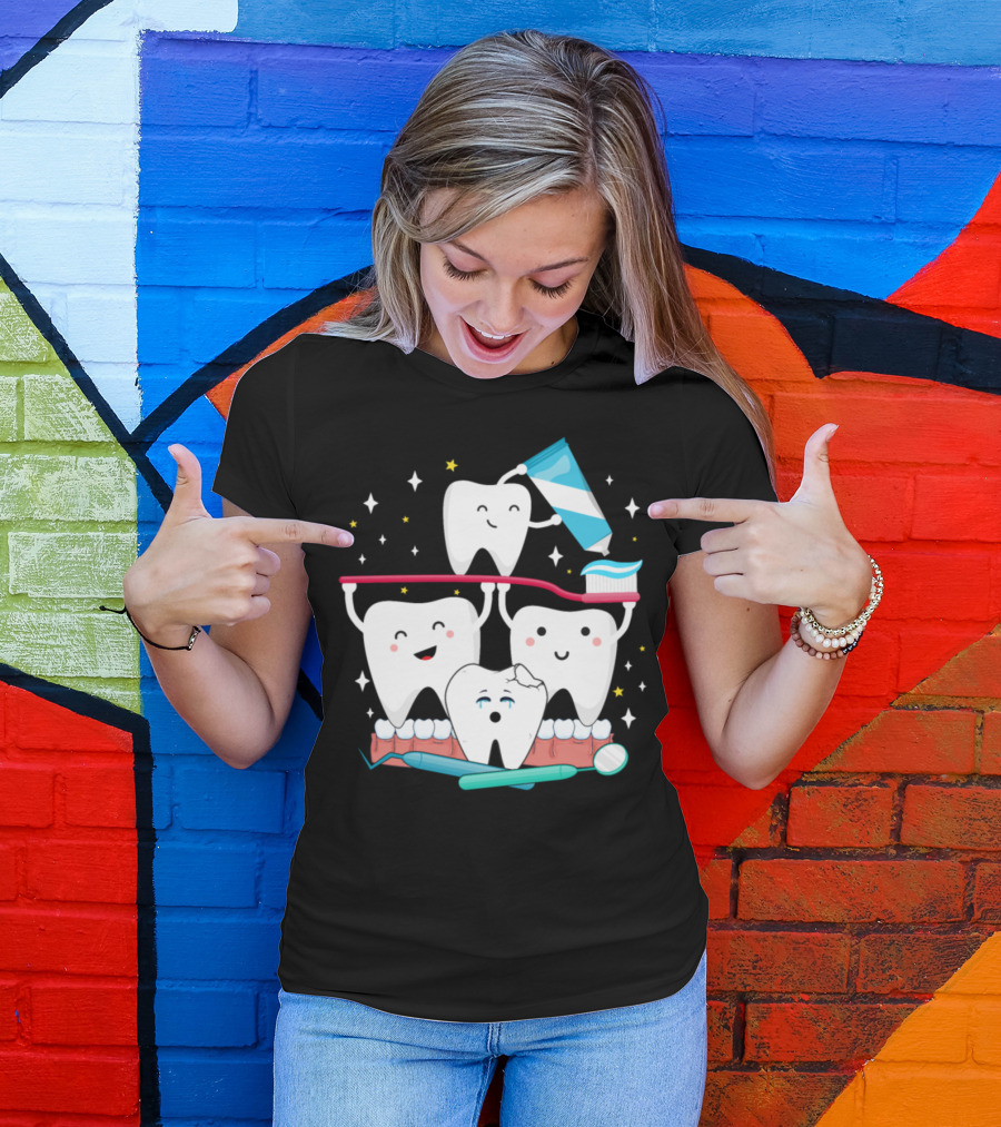 Mens Funny Toothpaste Dentist Happy Teeth T-Shirt
