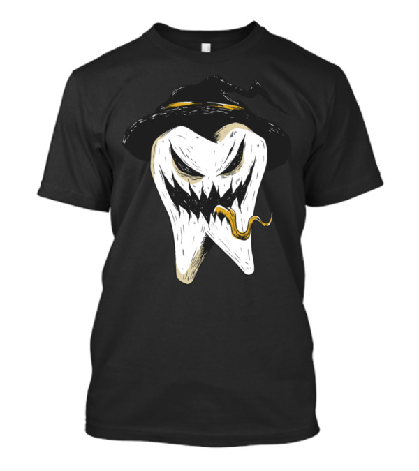 Scary Halloween Tooth With Hat And Creepy Smile T-Shirt