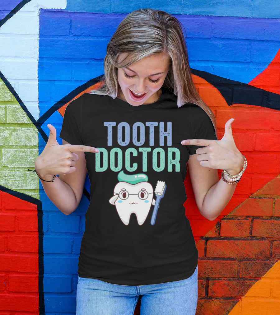 Tooth Doctor Dentist Cute Toothbrush Character T-Shirt