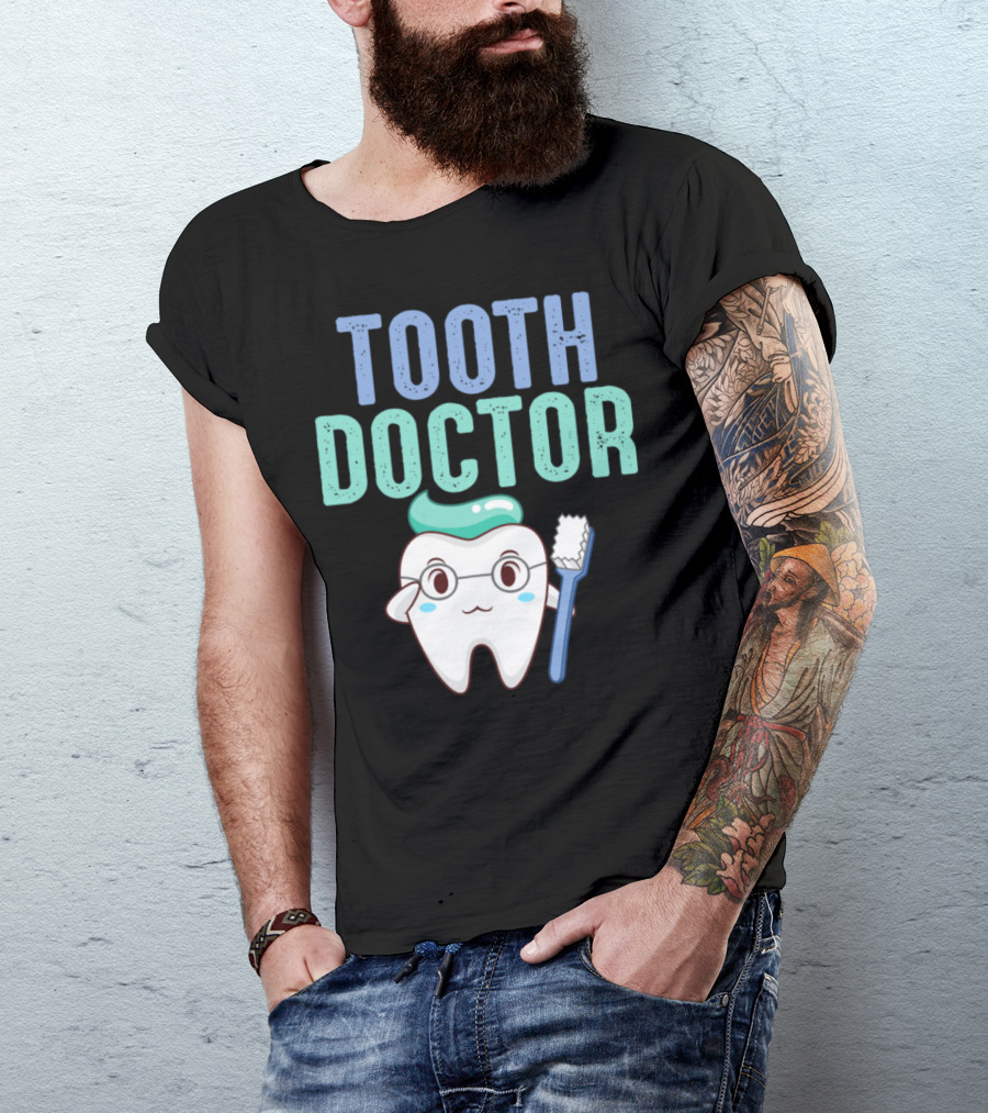 Tooth Doctor Dentist Cute Toothbrush Character T-Shirt
