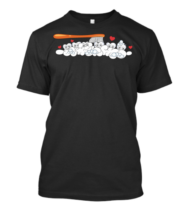 Th Toothbrush Dental Care Smiling Bubbles And Hearts T-Shirt