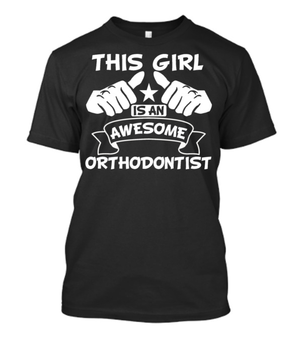 This Girl Is An Awesome Orthodontist With Pointing Fingers And Star T-Shirt