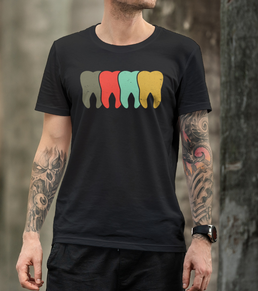 Vintage Dentist Dental Hygiene Teeth Colorful Tooth T-Shirt