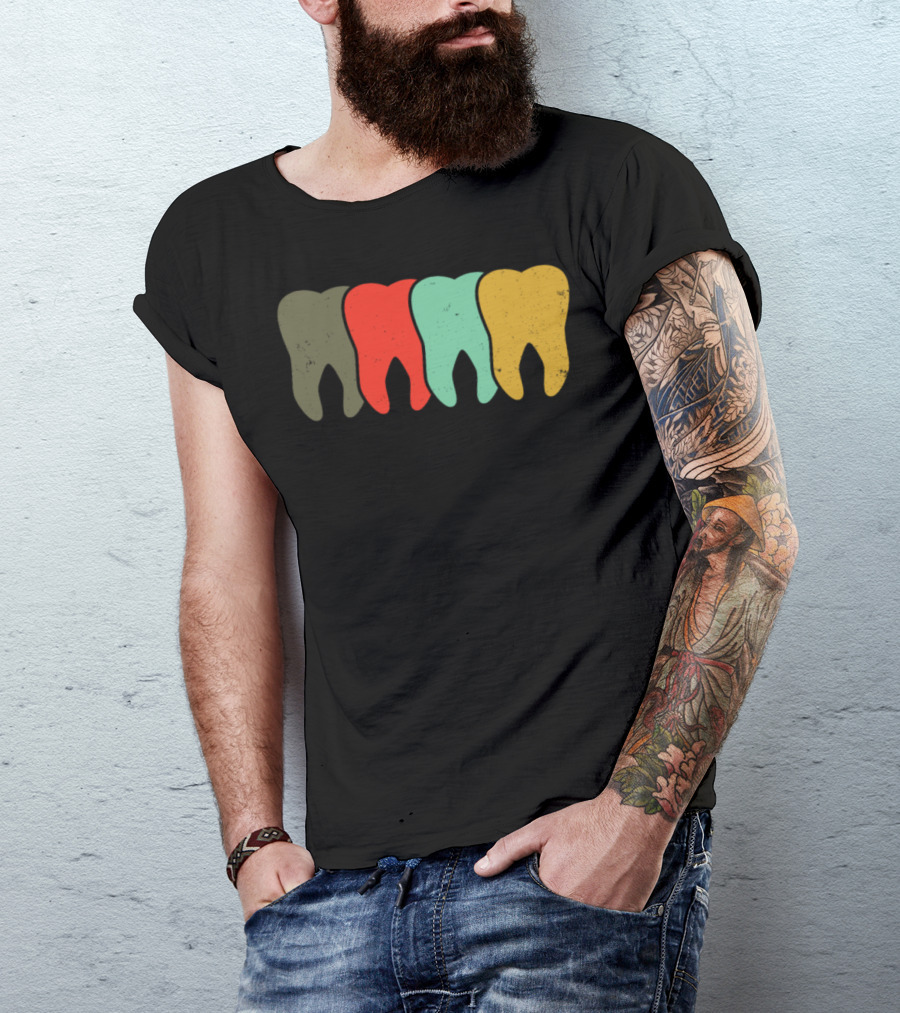 Vintage Dentist Dental Hygiene Teeth Colorful Tooth T-Shirt