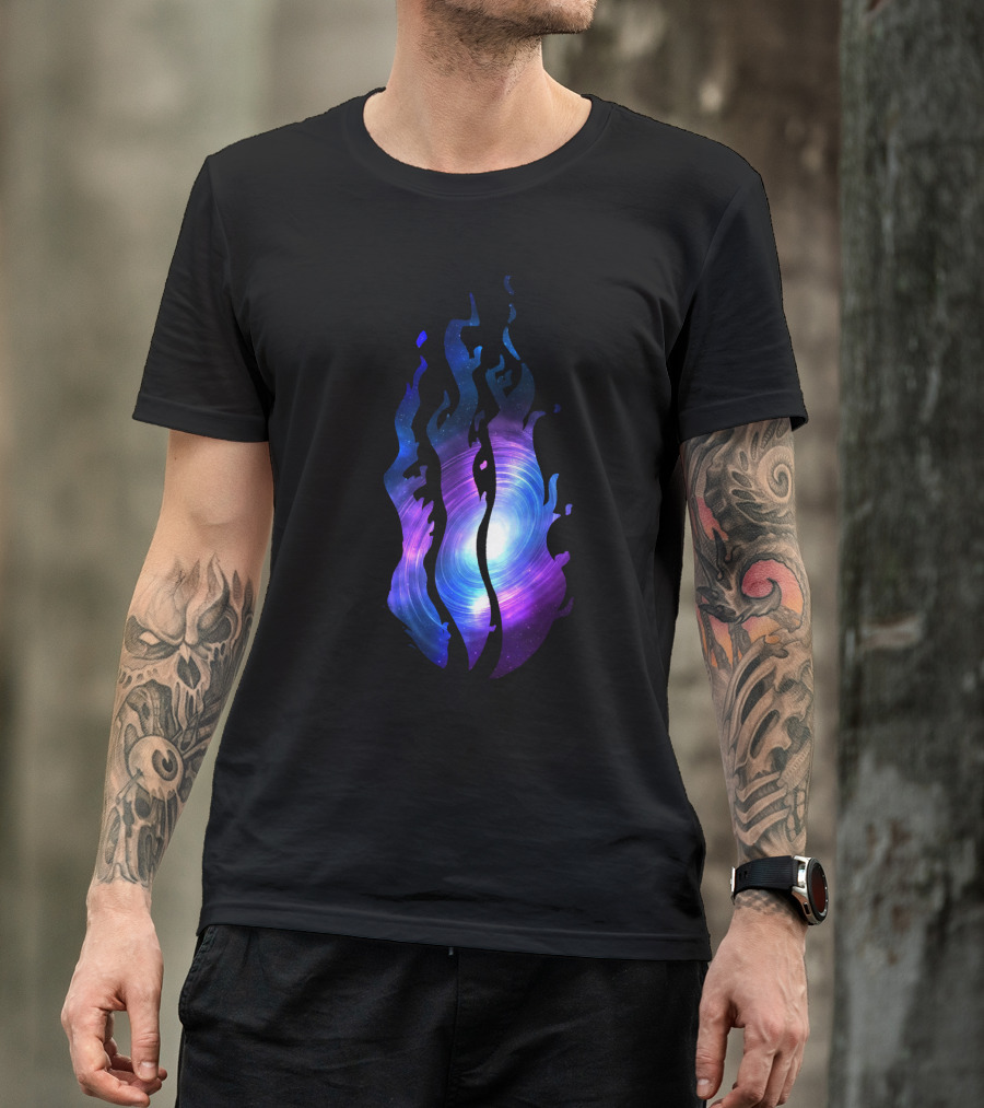 Preston The Galaxy Black Hole Flame Swirl Cosmos T-Shirt