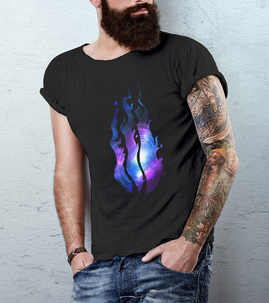 Preston The Galaxy Black Hole Flame Swirl Cosmos T-Shirt