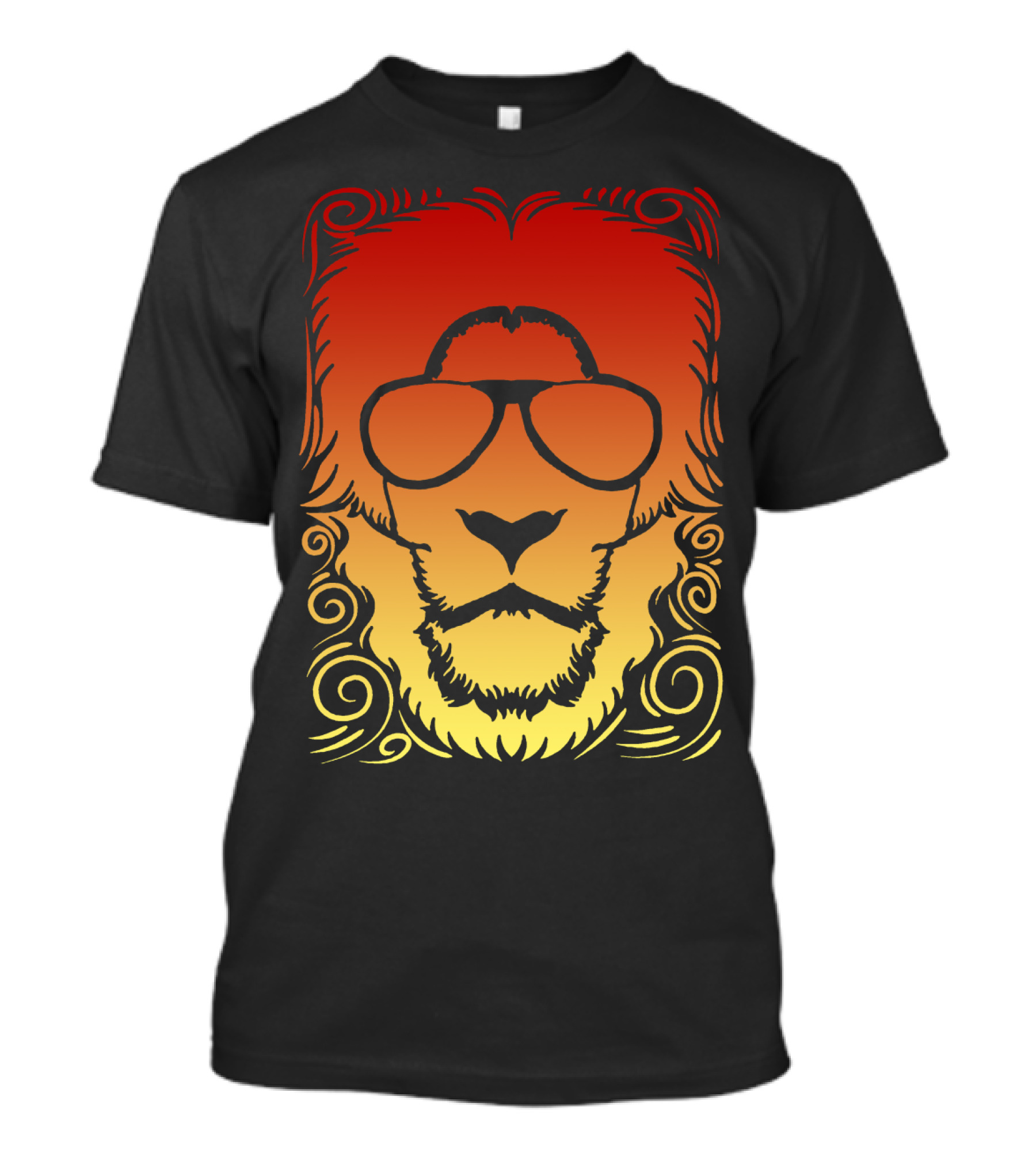 Tiger Red Yellow Lion Gradient Sunglasses T-Shirt