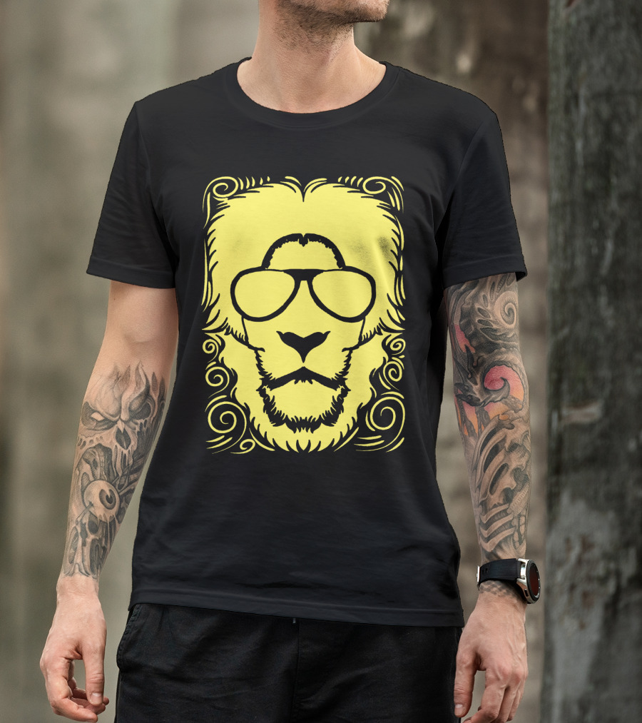 Tiger Yellow Sunglasses Mane T-Shirt