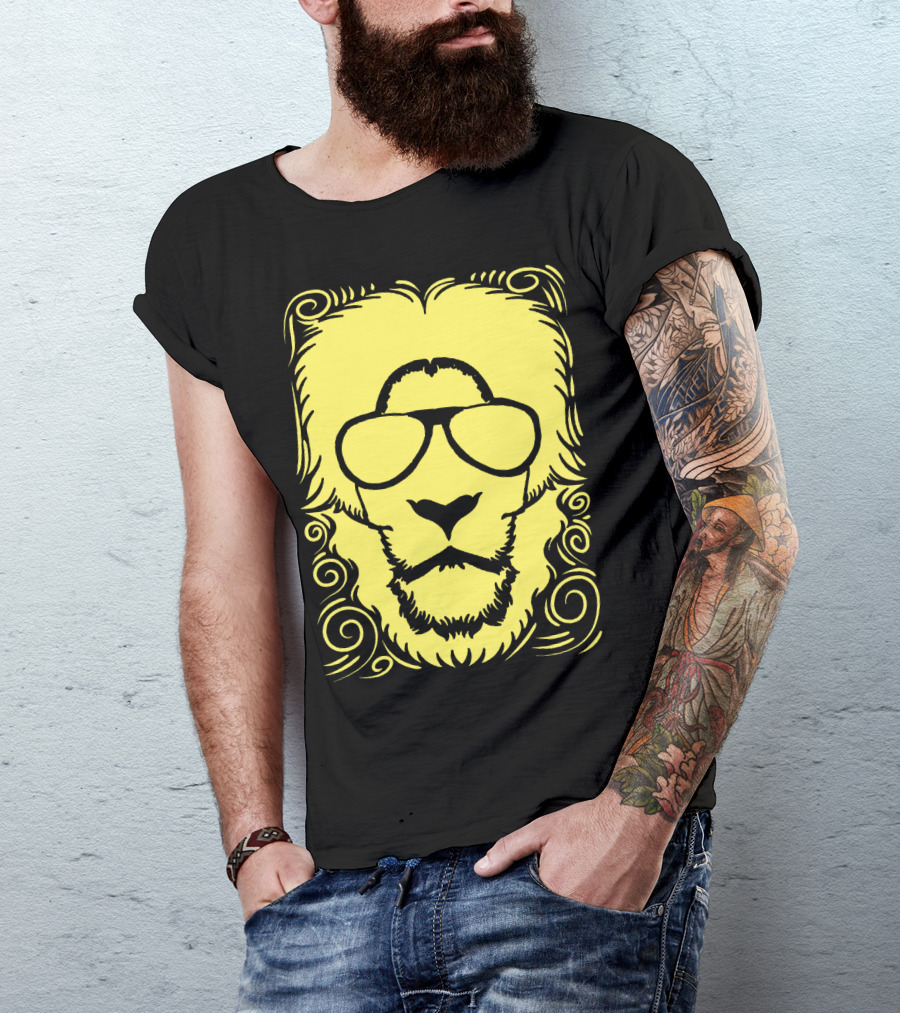 Tiger Yellow Sunglasses Mane T-Shirt