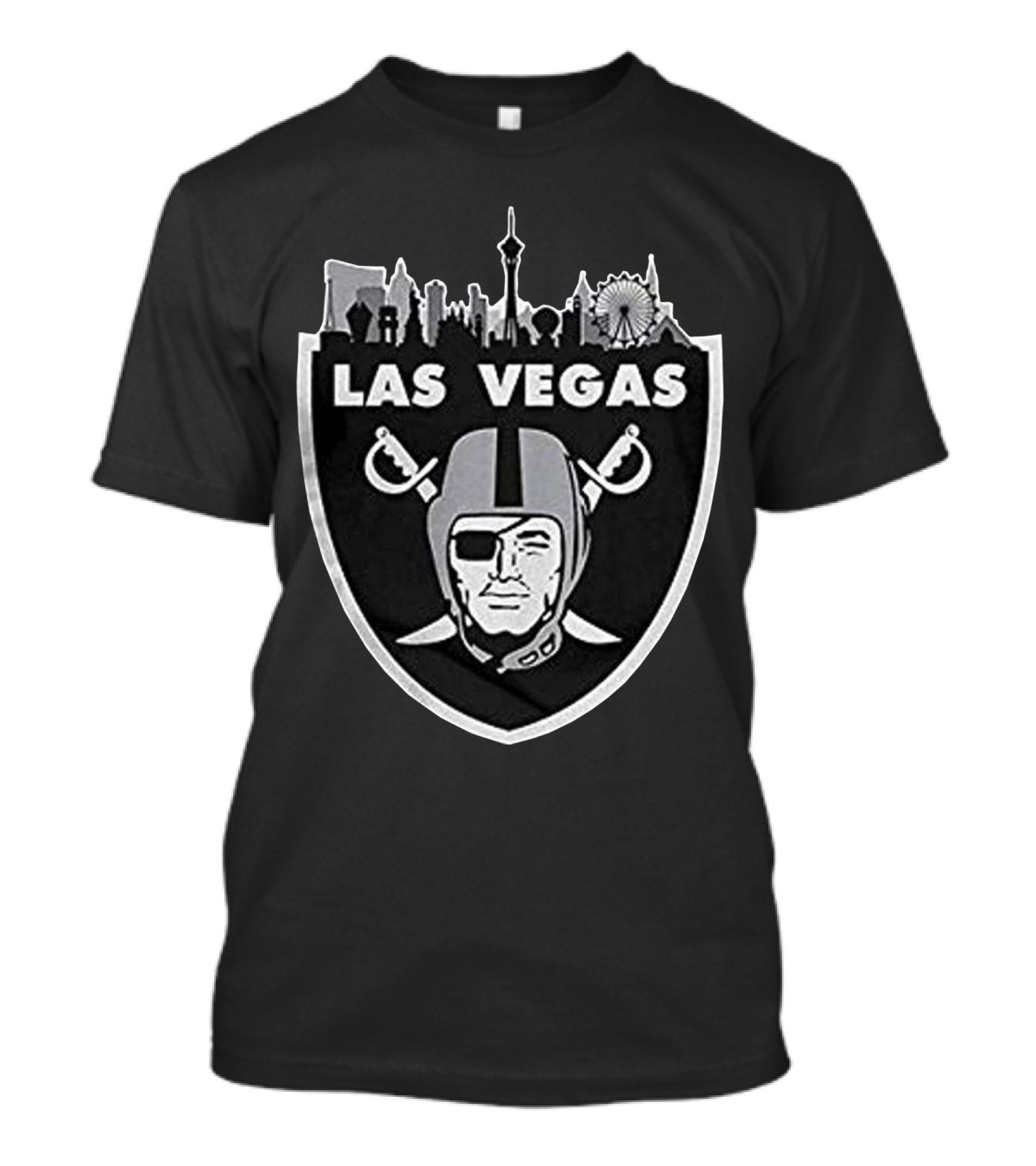 Las Vegas Raiders Mens Casual Slim Fit Basic Black NFL Shield T-Shirt