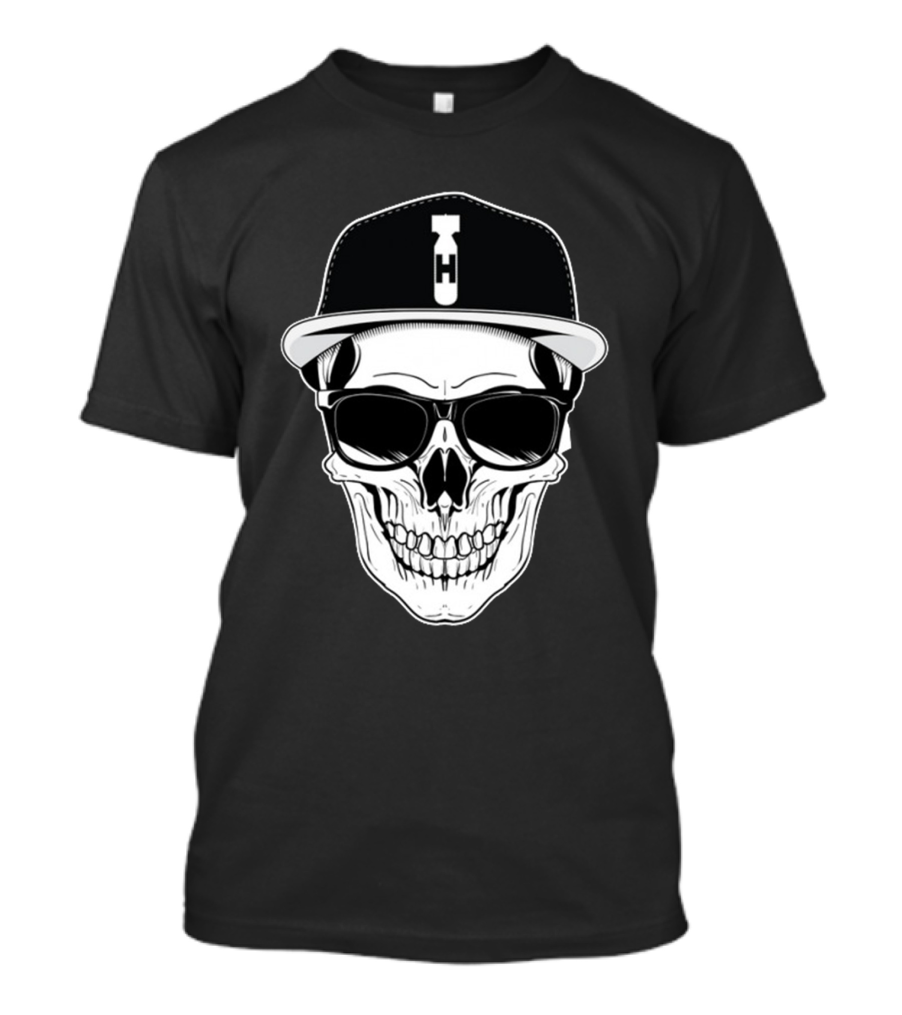 Hip Hop Skull With Cap And Sunglasses Transparent T-Shirt