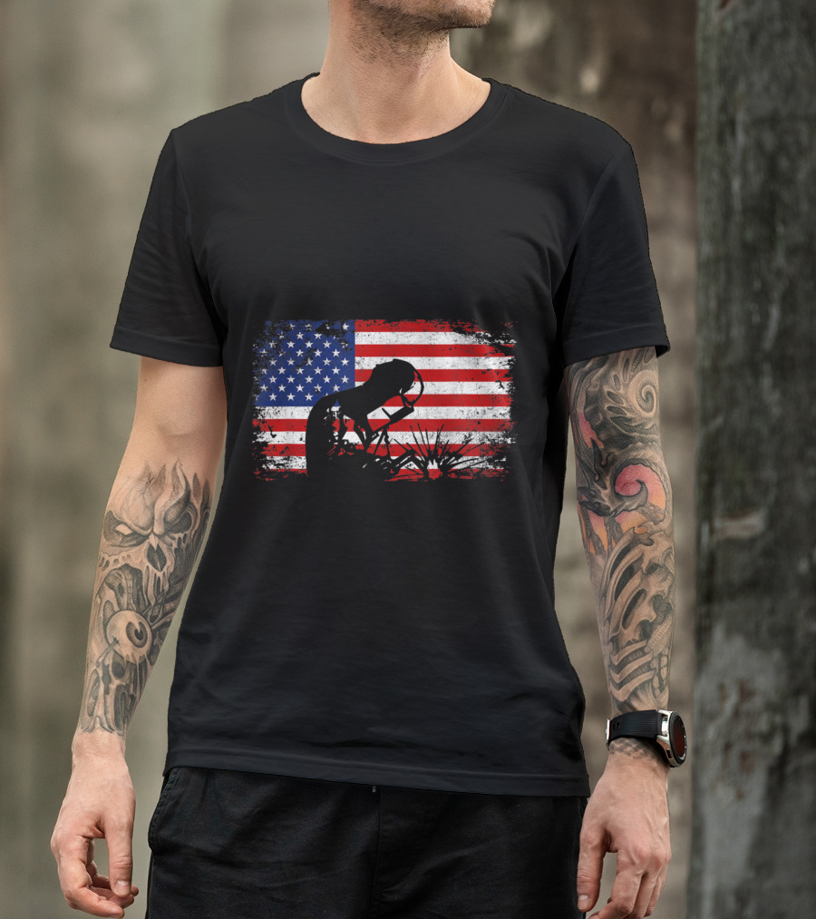 Welder Silhouette American Flag USA Patriotic Welding T-Shirt