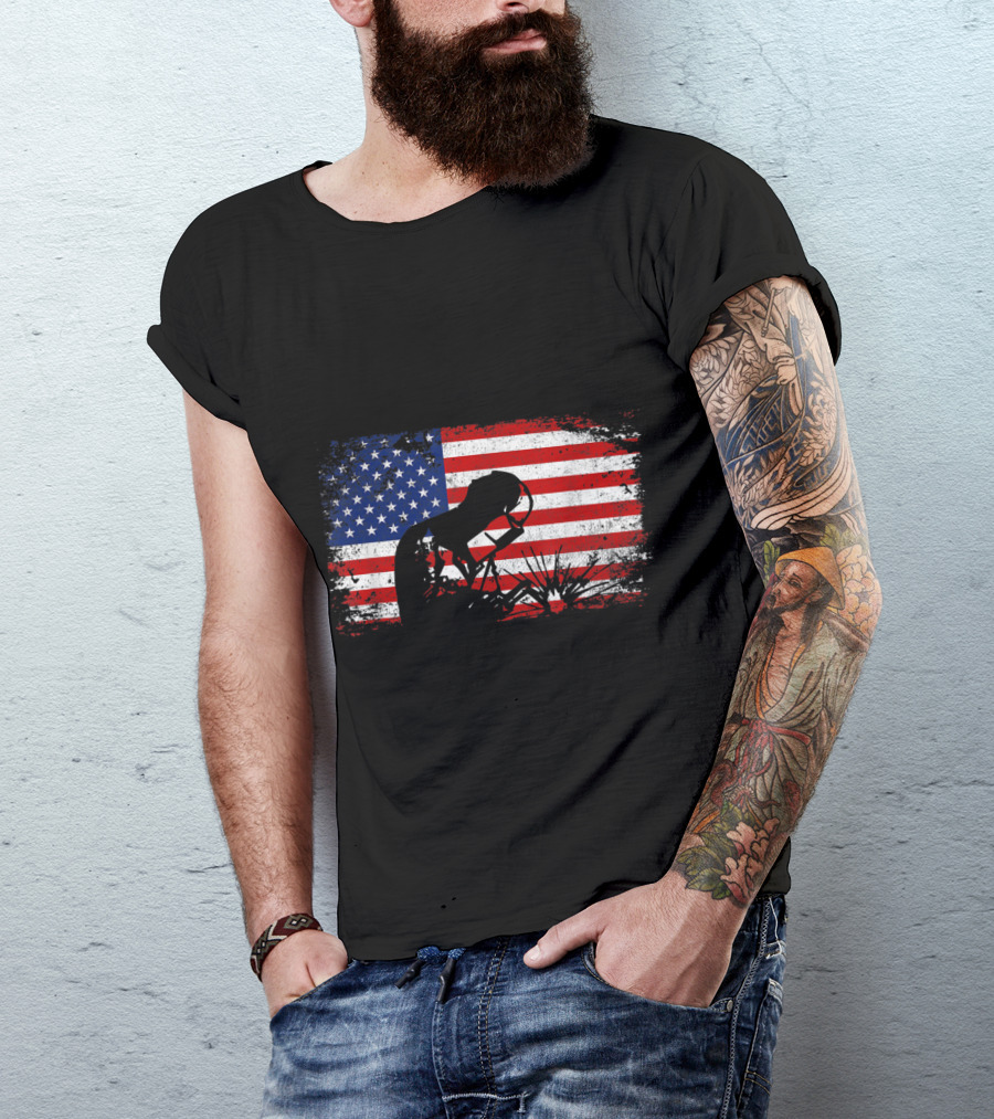 Welder Silhouette American Flag USA Patriotic Welding T-Shirt