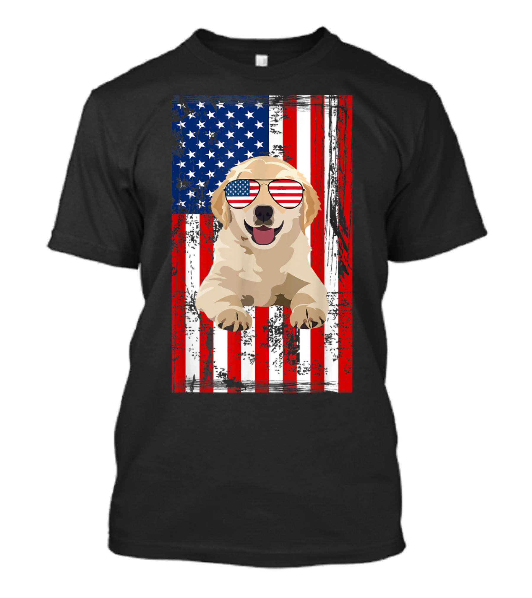 Labrador Dog With American Flag Sunglasses Celebrating 4th Of July USA Patriotic T-Shirt